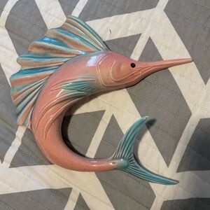 Vintage MCM Pink and Blue Fish Accent Decor